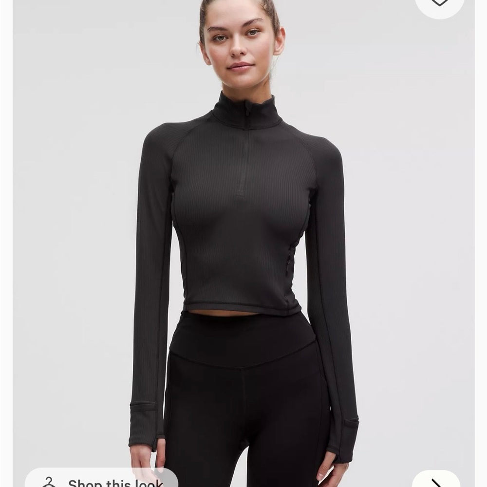 Lululemon Rulu Cropped Ribbed Half Zip Pullover